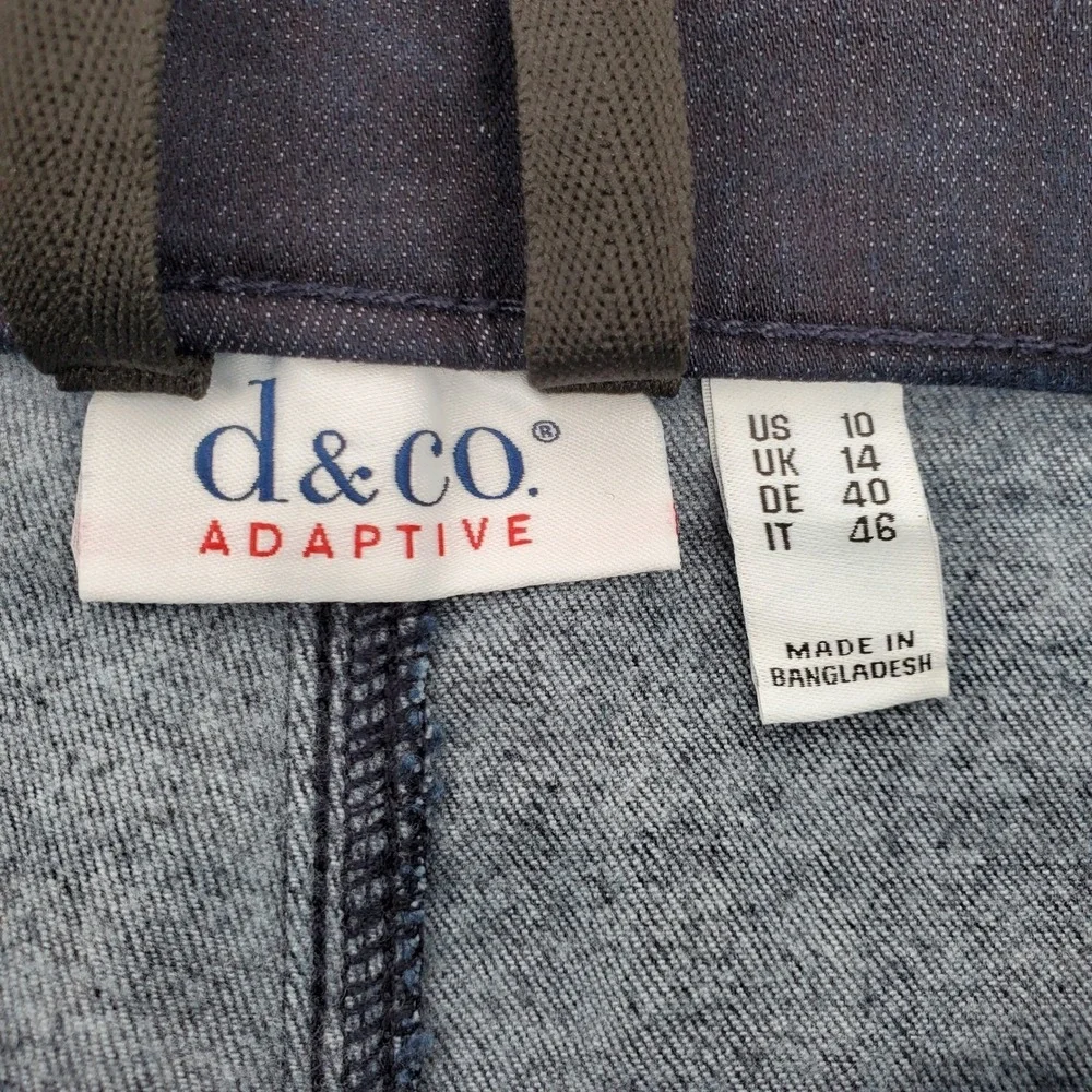 Denim &‎ Co Adaptive Jeans Womens 10 Pull On Straight Leg Dark Wash Crop Denim